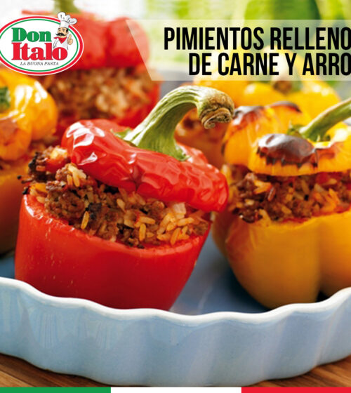 Pimientos rellenos de carne y arroz