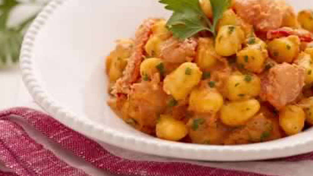 Gnocchi con pulpa de cangrejo