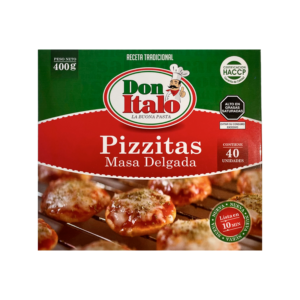 Pizzitas masa delgada x 40 unidades 400 grs.
