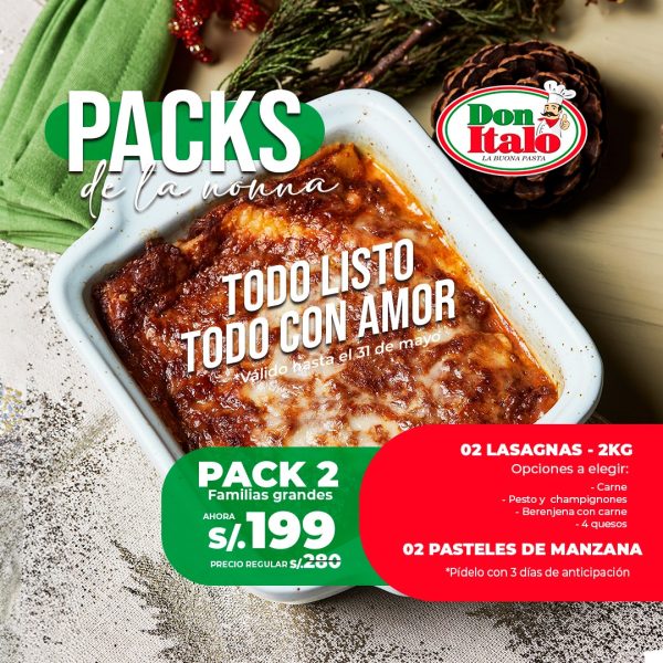 Pack de la Nonna II (2 lasagnas de 2kg + 2 pastel de Manzana)