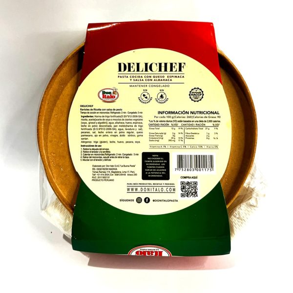 Ravioles de Ricotta y Espinaca con Salsa Pesto 300gr - Delichef - Image 2